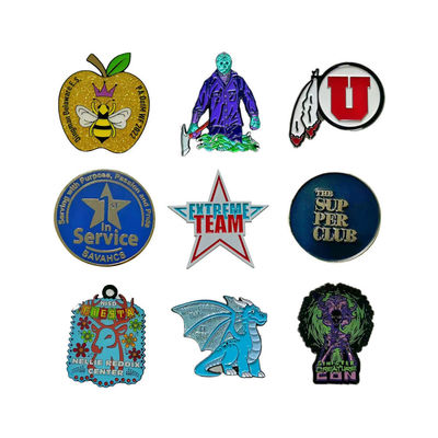 Dyed Black Metal Custom Lapel Pins UV Printing Cartoon Enamel Pins