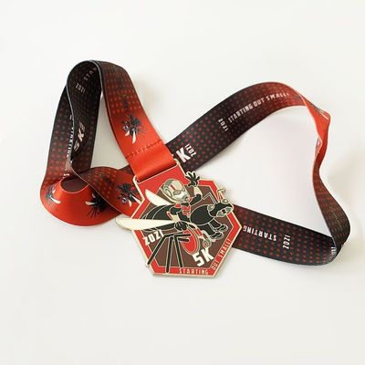 2.25inch 2.5inch Sports Hexagon  Custom Medals Yellow Custom Gold Medals