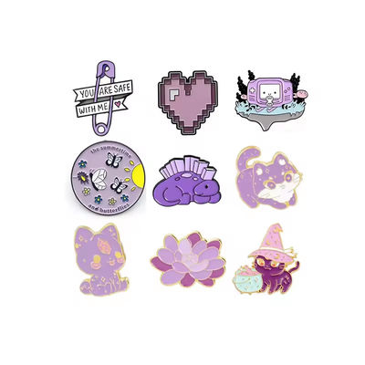 Purple Sandblast Size Custom Logo Lapel Pins Metal Pin Badges Crafts Custom