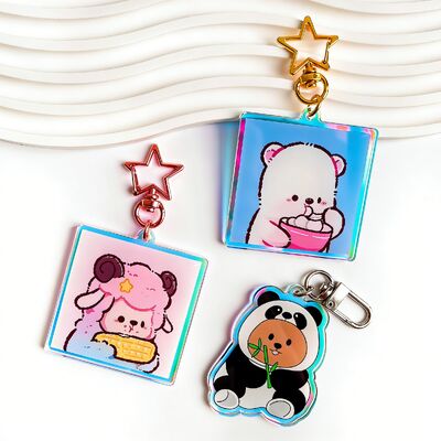 kopen Custom Glitter Epoxy Sleutelhanger – Helder Acryl met Cartoon Logo & Anime Design online manufacture