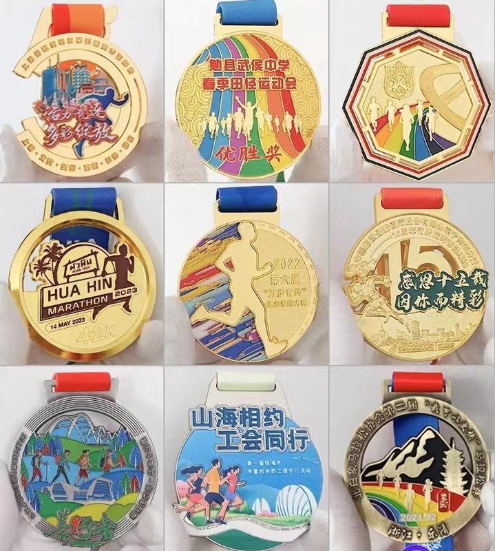 Craft Soft Enamel / Hard Enamel / 3D Zinc Alloy Gold Award Marathon Running Metal Sport Medal with Logo