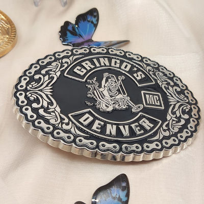 Goede prijs. Custom 3D Logo Motorfiets Antieke riem Buckle Nickel Soft Emaille Riem Buckle online