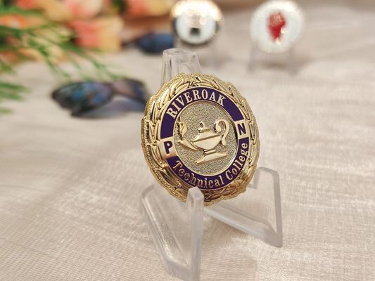 Dubbelzijdige aangepaste munt met letterpress bedrukking en antiek bronzen afwerking voor motorclubs en verzamelaars