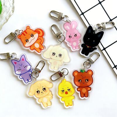Goede prijs. Custom Clear Acrylic Keychain Logo Cartoon Glitter Epoxy Keychain Charm Plastic Keychain Anime Acrylic Keyring Custom online