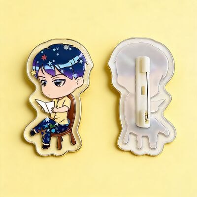 Custom Acrylic Pin Badge - Cute Japanese Anime Brooch for Girls, High Quality Fashion Accessory