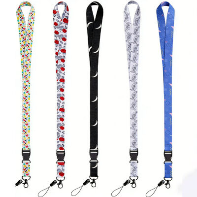 Op maat gemaakte polyester lanyards met zeefdruk voor sleutelhangers.