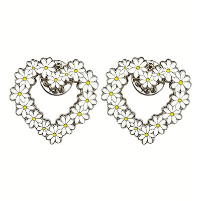 Goede prijs. Daisy Emaille Pins Hartvorm Broche Revers Pin Voor Rugzak Jas Mode Cadeau Groothandel online